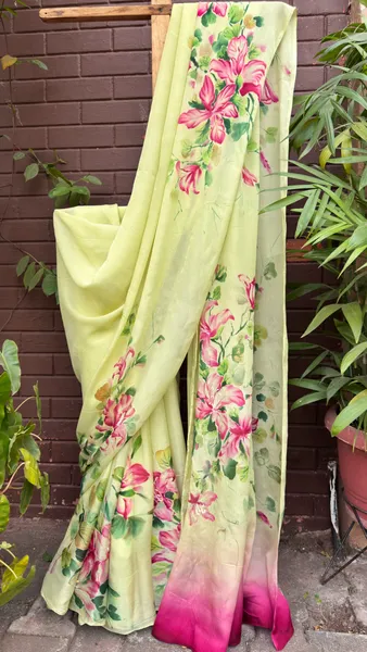 Pink Floral Garden Handwoven Saree