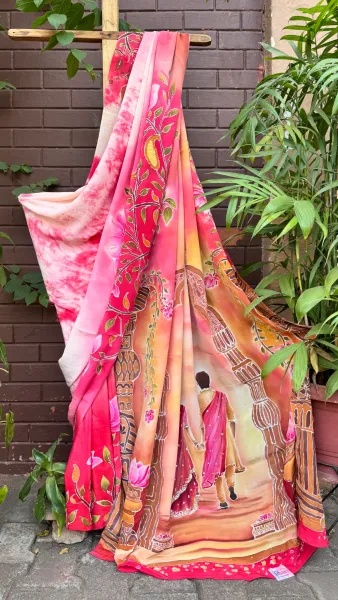Crimson Blossoms: A Festival of Floral Elegance Saree
