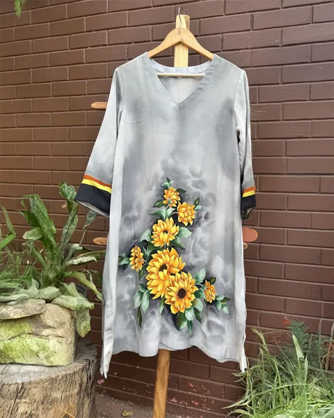 Sunflower Dreams: Hand-Painted Artisan Kurti