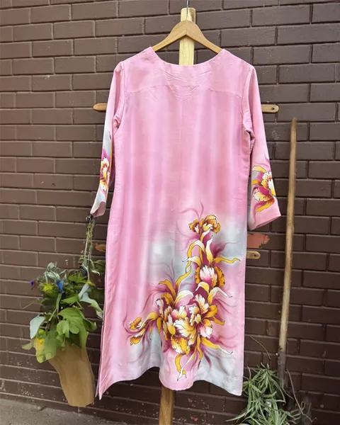 Blooming Garden Reverie: Hand-Painted Kurti