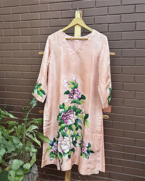 Blossoming Garden Kurti with Hand-Painted Florals