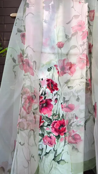 Ethereal Poppies: Watercolor Floral Fabric Art