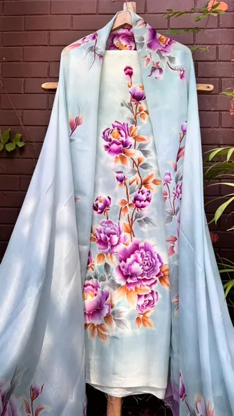 Blooming Reverie: Floral Silk Ensemble