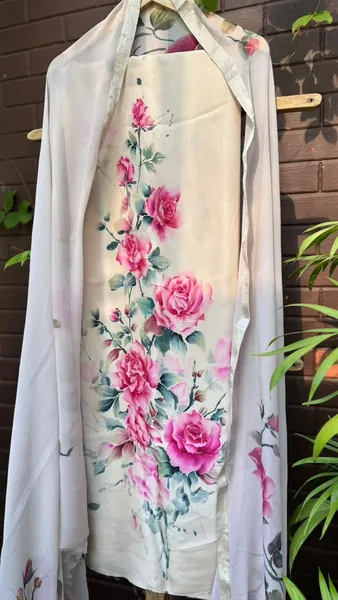 Blooming Rose Garden Handwoven Fabric Kurti