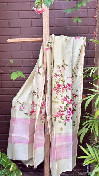 Pink Blossom Garden Handwoven Dupatta