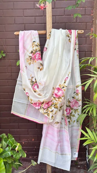 Vintage Rose Garden Handwoven Dupatta