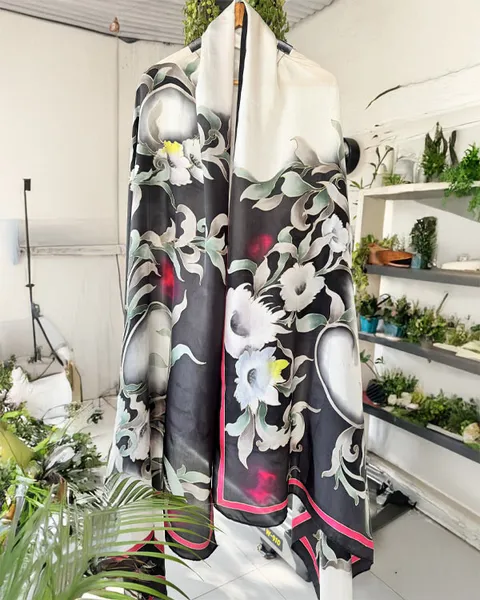 Moonlit Blooms: Floral Silk Dupatta