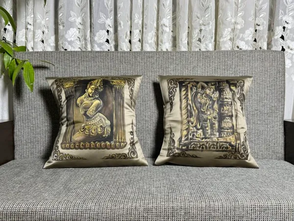 Golden Threads of Tradition Cushion Pair