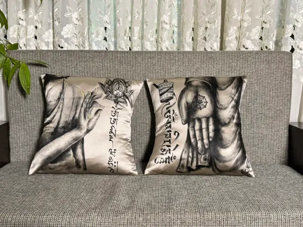 Whispered Stories: Hand-Drawn Poetic Cushion Covers