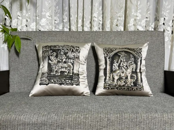 Mythological Tales in Silk – Decorative Cushion Duo
