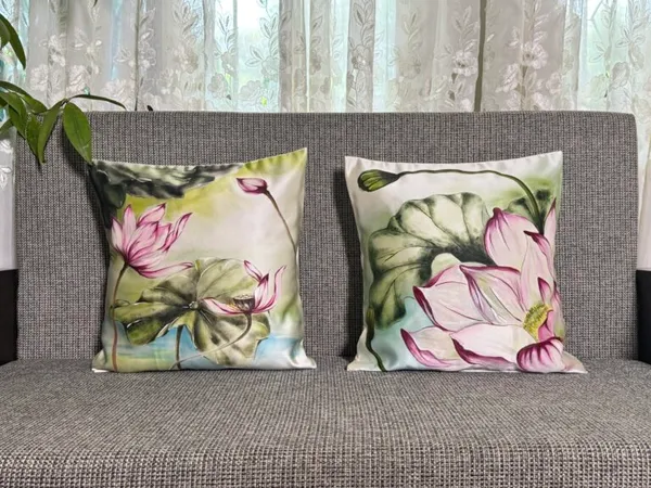 Lotus Dreams in Watercolor – Cushion Cover Pair