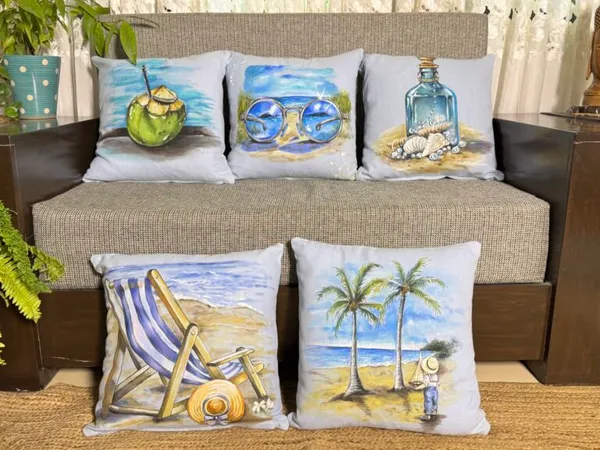 Summer Dreams: Beach-Inspired Watercolor Cushion Set