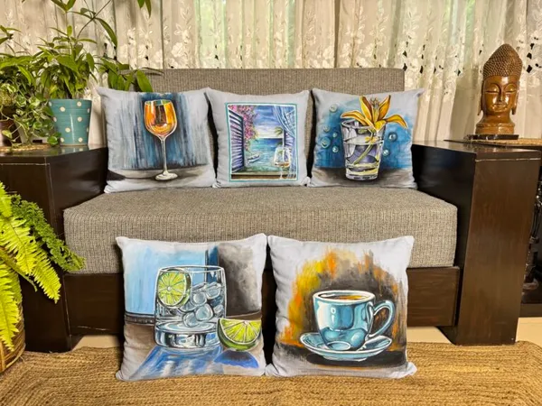 Watercolor Beverage Art Cushion Cover Set