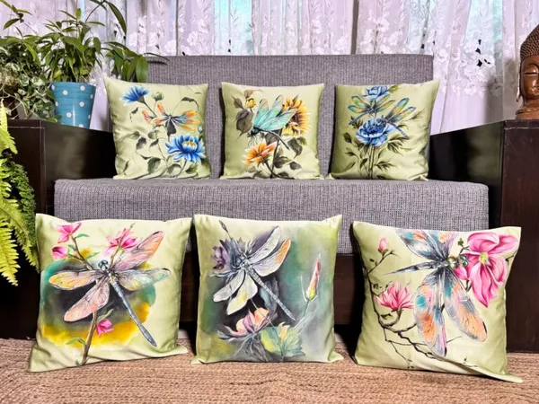 Botanical Dreams: Watercolor Floral Cushion Cover Set