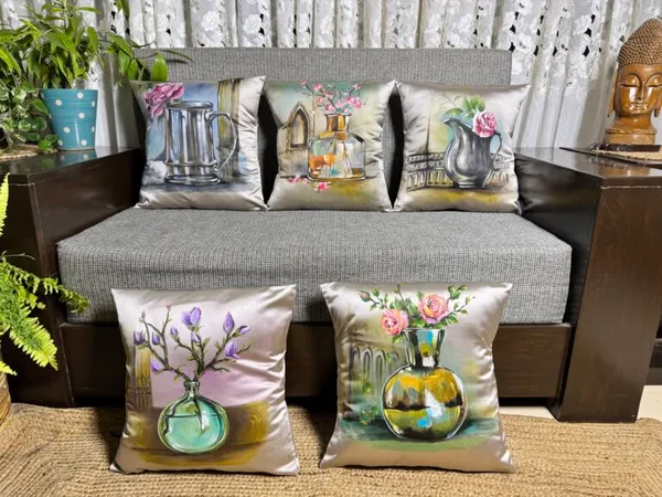 Vintage Perfume & Floral Silk Cushion Cover Collection