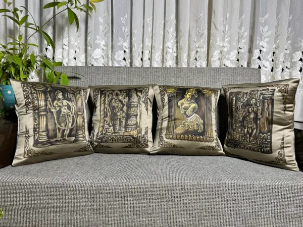 Neoclassical Muses: Four-Piece Woven Cushion Cover Set