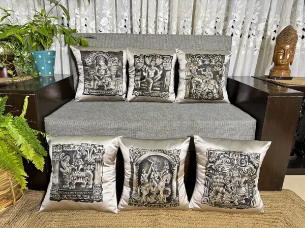 Sacred Narratives: Hand-Woven Deity Cushion Covers