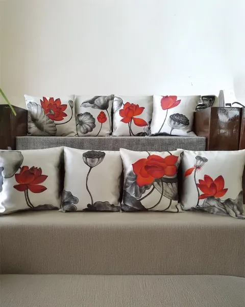 Red Poppy Garden Cushion Cover Collection