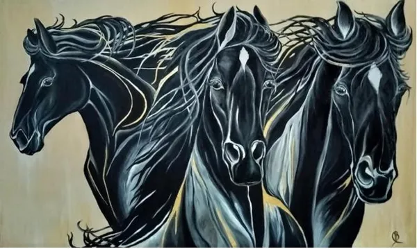 Midnight Manes: Three Black Stallions in Motion