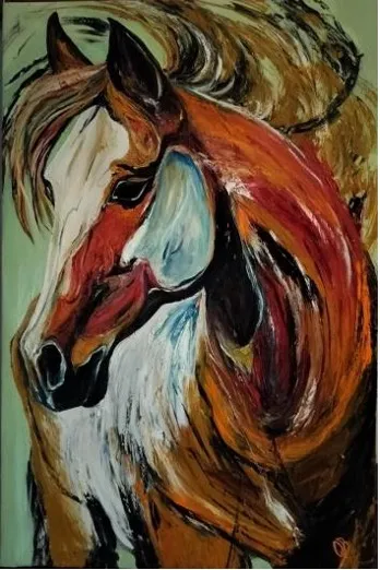 Spirited Equine: Expressive Horse Portrait in Bold Hues
