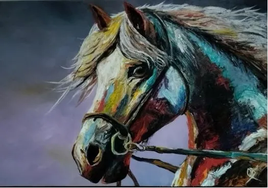Chromatic Spirit: Abstract Equine Portrait