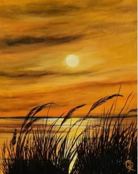 Golden Hour Marsh – Serene Sunset Over Reeds