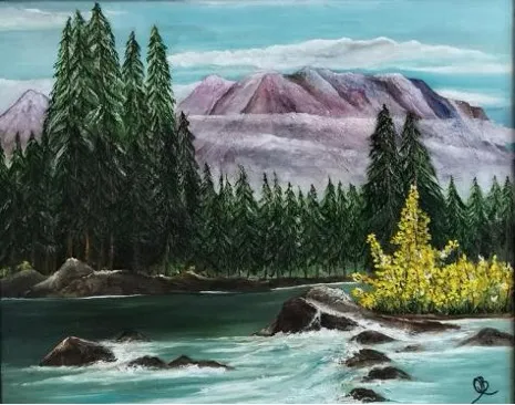 Mountain River Wilderness: Alpine Forest Landscape