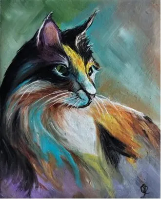Ethereal Gaze: Multicolored Cat Portrait