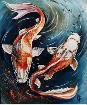 Koi Dance: Fluid Harmony in Blue
