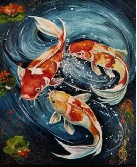Koi Dance in Twilight Waters