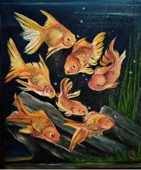 Golden Koi in Twilight Waters