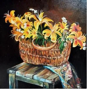 Golden Lilies in Woven Reverie