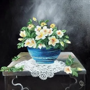 Delicate Blooms in Blue: A Floral Still Life