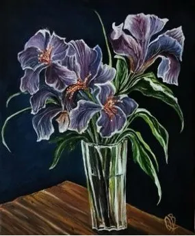 Purple Iris Reverie in Glass
