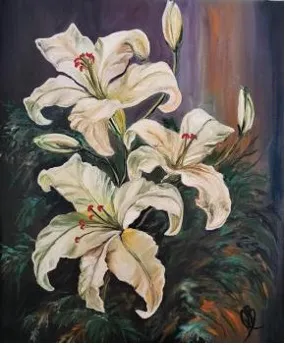 Moonlit Lilies: Ethereal White Blooms