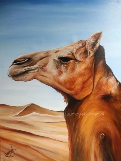 Desert Sentinel: Golden Camel in Stillness
