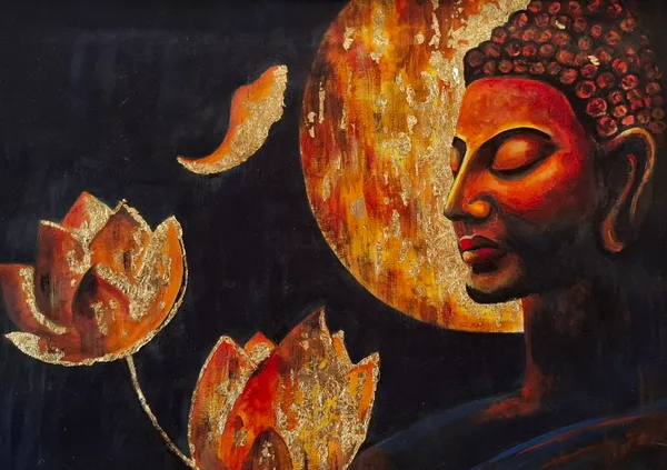 Golden Buddha's Blossoms: Divine Meditation