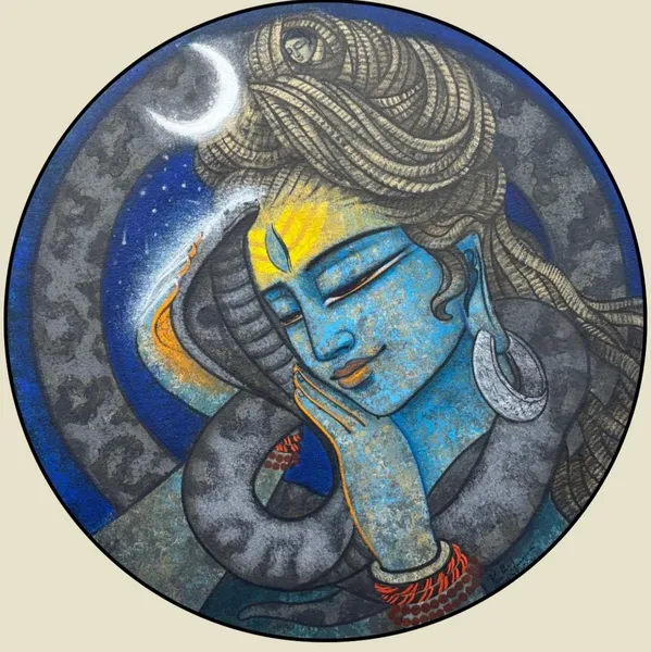 Moonlit Shiva: Cosmic Meditation in Blue