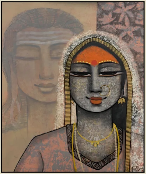 Serene Spirit: Ancient Grace with Golden Adornments