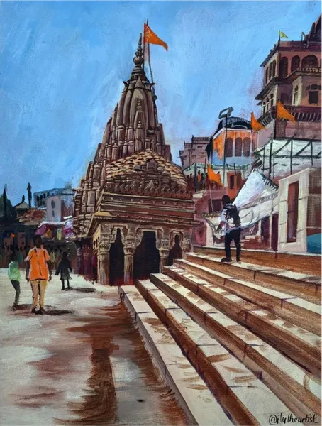 Sacred Ghats at Dawn: Temple Steps by the Ganges