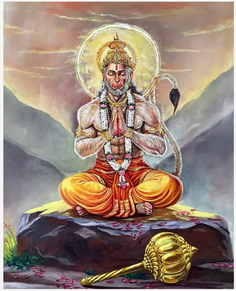 Divine Strength: Hanuman's Sacred Meditation