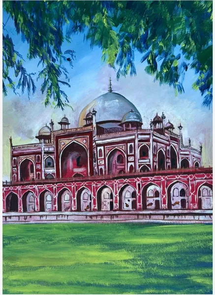 Crimson Palace: Mughal Grandeur Under Verdant Skies