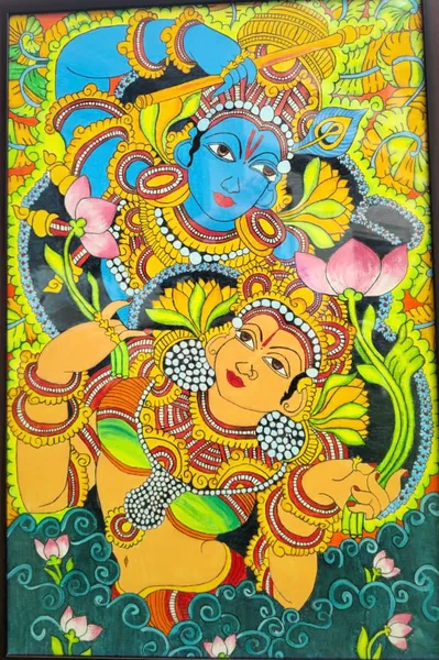 Divine Radiance: Krishna & Radha in Kathakali Grace