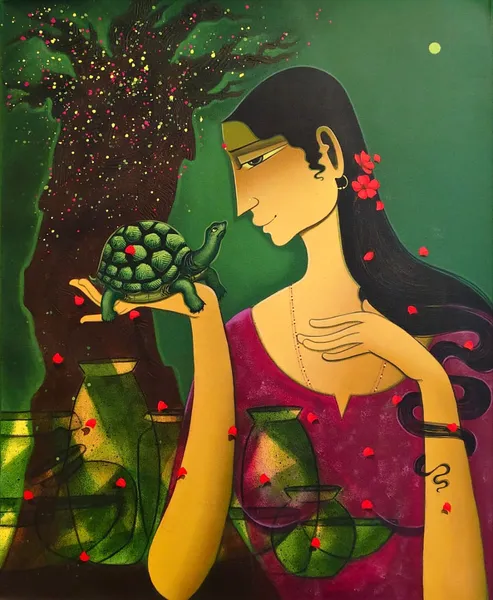 Woman with Turtle: Nature's Gentle Embrace