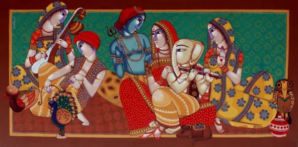 Divine Harmony: Ganesha & Celestial Musicians
