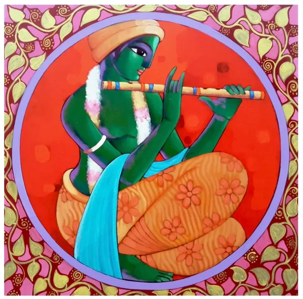 Krishna's Flute: Divine Melody in Emerald