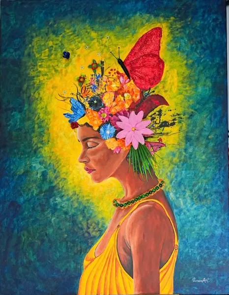 Blooming Consciousness: Portrait with Butterfly