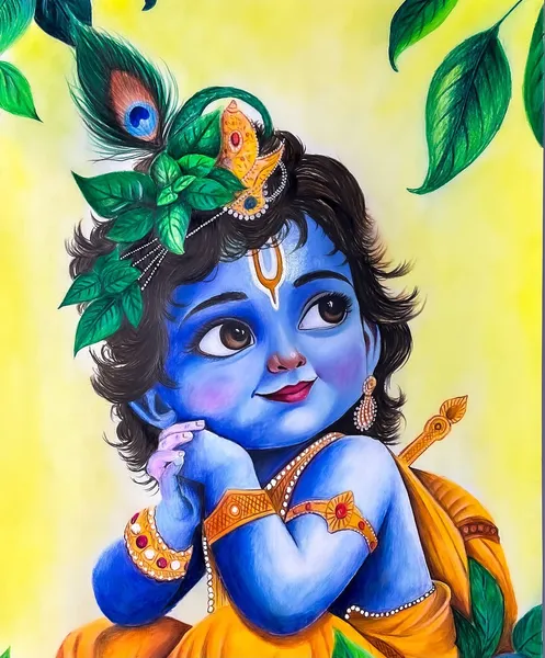 Divine Child Krishna: Peacock & Flute
