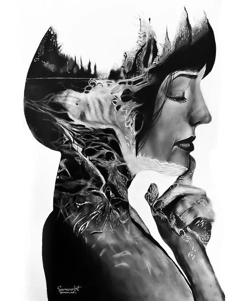 Whispers Within: A Double Exposure Soul