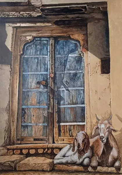 Goats by the Blue Door